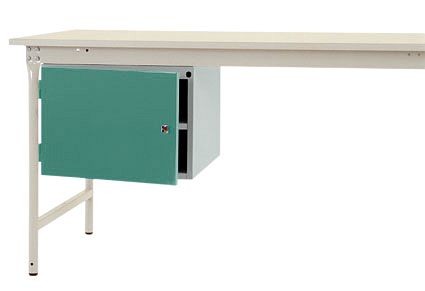Manuflex Gehäuse-Unterbau stationär, Nutzhöhe 300 mm mit 1 Tür und Einlegeboden, für Tischtiefe 800 mm, graugrün, ZB4704.0001