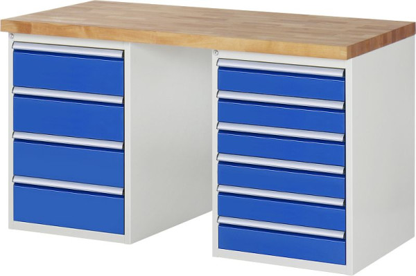 RAU Werkbank Serie 7000 - Modell 7821-3, B1500 x T700 x H890 mm, Systemunterbau B1500 x T650 x H850 mm, 03-7821A3-157B4M.11