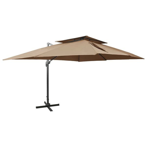 vidaXL Ampelschirm mit Lüftung 400x300 cm Taupe, 312375