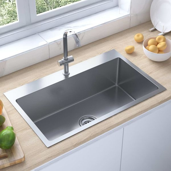 vidaXL Handgemachte Einbauspüle Edelstahl, 51514