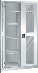 LISTA Flügeltürschrank (BxTxH) 1000x500x1950mm KEY Lock, Lichtgrau, 4 Verstellböden, 1 Garderobenstange, 60.611.020