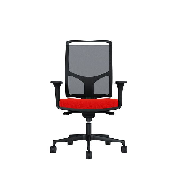 Bisley Bürodrehstuhl Zed, Schwarzes Kunststoff, Höhenverstellbare Armlehnen, Fußkreuz und Armlehnen aus Kunststoff, NE0013 signalrot, ZEDKSLSNE0013