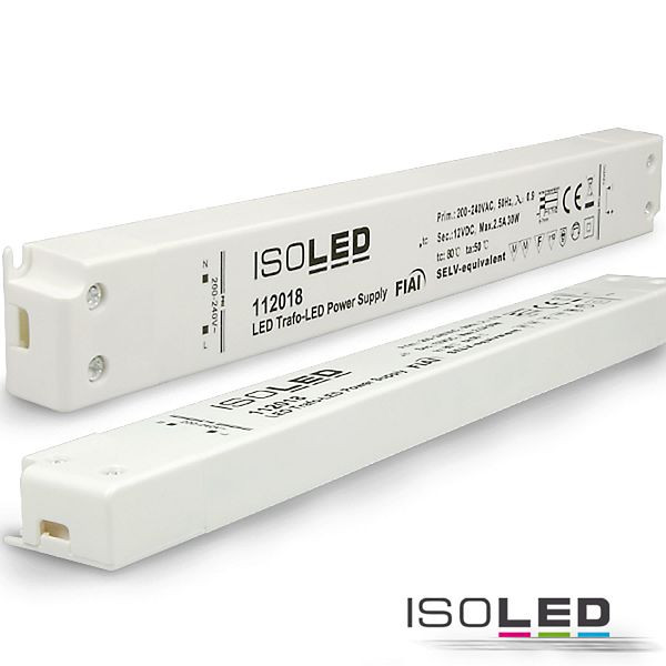 ISOLED LED Trafo 12V/DC, 0-30W, ultraslim, SELV, 16 x 33 x 251 mm, 112018