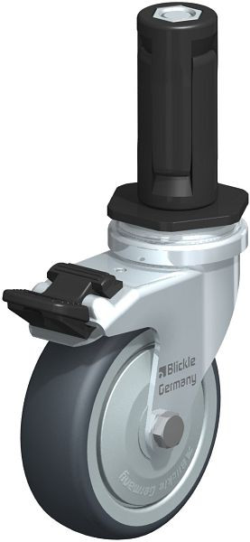 Blickle LRA-TPA 75K-FI-FK-ER03 Apparate-Lenkrolle mit Expander & Feststeller, Thermoplastisches Gummi-Elastomer, Grau, 847812