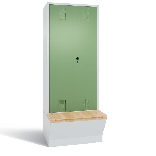 C+P Schwarz-Weiss-Spind Evolo, H2090xB810xT815mm, Farbe: Lichtgrau / Resedagrün, 48056-22 S10022