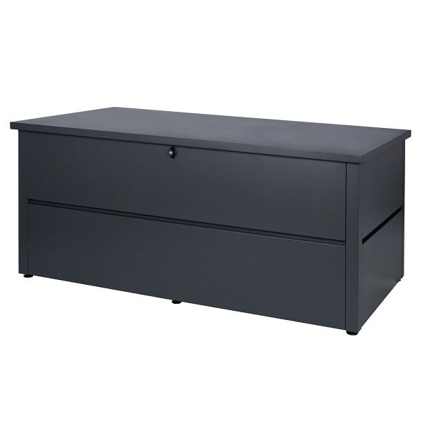 Mendler Gartentruhe HWC-J56, Aufbewahrungsbox Auflagenbox Truhe, Wasserdicht Metall Edelstahl 69x165x85cm 692l, anthrazit, 81304+81305
