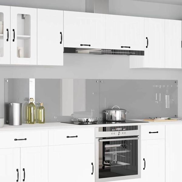vidaXL Küchenrückwand 2 pcs Hellgrau 120 x 50 cm Gehärtetes Glas, 3415504
