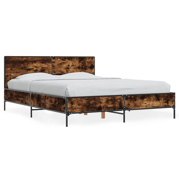 vidaXL Bettgestell Räuchereiche 120x200 cm Holzwerkstoff und Metall, 3279994
