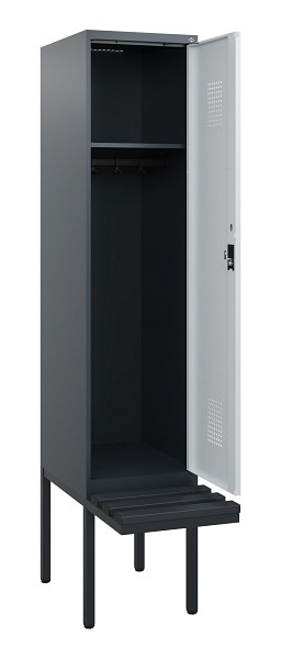C+P Spind Evolo PLUS, 1 Abteil, 1950x400x815mm, 7016/7035, Zylinderschloss, Material Sitzfläche Kunststoff, 0490405-12 S10098