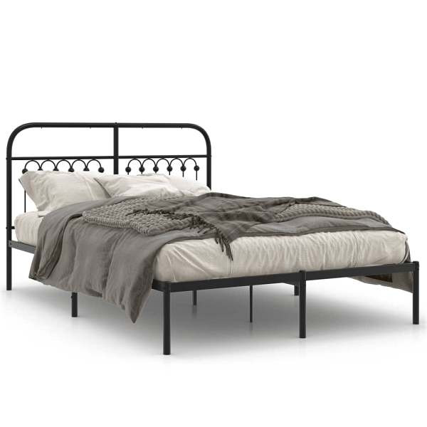 vidaXL Bettgestell mit Kopfteil Metall Schwarz 140x200 cm, 376601