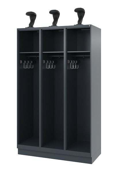 C+P Feuerwehrspind Evolo, Modell EXPERT, 3 Abteile, H1850B1200T500 mm, Anthrazit, Sockel, 0491015-32 S10010