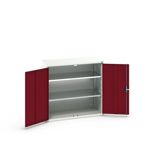 bott verso Flügeltürschrank, mit 2 Fachböden, BxTxH: 1050 x 550 x 1000 mm, Lichtgrau / Purpurrot, 16926259.24