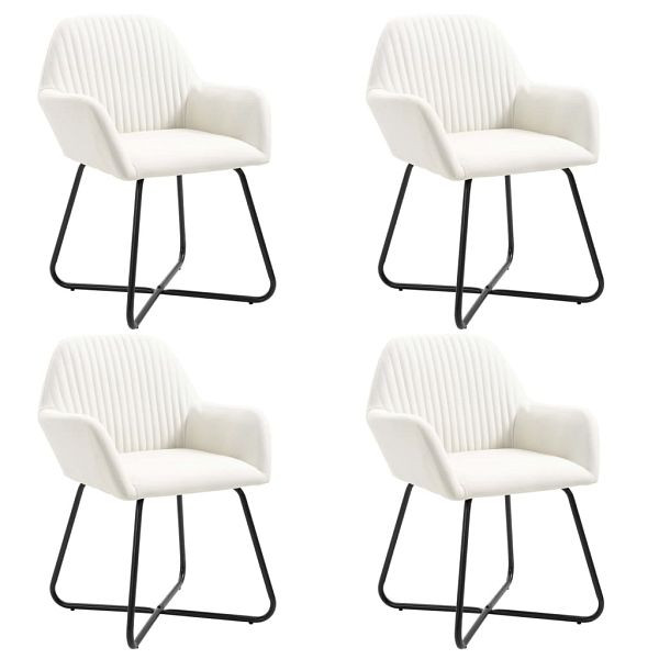 vidaXL Esszimmerstühle 4 Stück Creme Stoff, Material: Polyester: 100%, 277098