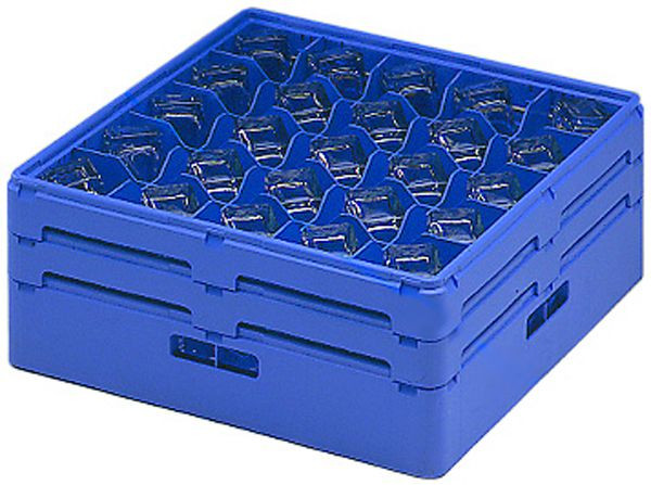 ZANUSSI Gläserkorb Kunststoff, blau, mit Facheinteilungen und geneigtem Boden, Fassungsvermögen: 25 Gläser, Maße: 500 x 500 x 205 mm, 406867031