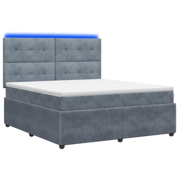 vidaXL LED Boxspringbett mit Matratze Dunkelgrau 160 x 200 cm Samt, 3456102