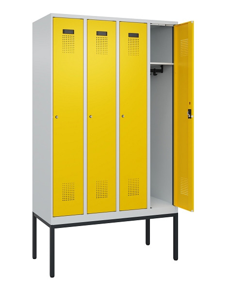 C+P Spind Evolo PLUS, Gestell, 4 Abteile, 2120x1200x500mm, 7035/1023, Verschluss Zylinderschloss, Ablageböden 4, 0490307-40 S10028
