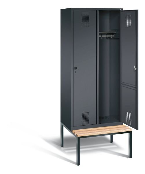 C+P Garderobenschrank Evolo, H2090xB810xT815mm, Farbe: Schwarzgrau, 48050-22 S10012