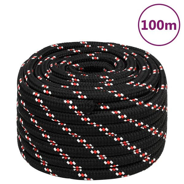 vidaXL Bootsseil Schwarz 20 mm 100 m Polypropylen, 152369
