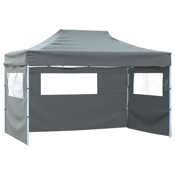 vidaXL Profi-Partyzelt Faltbar mit 3 Seitenwänden 3×4m Stahl Anthrazit, 48896