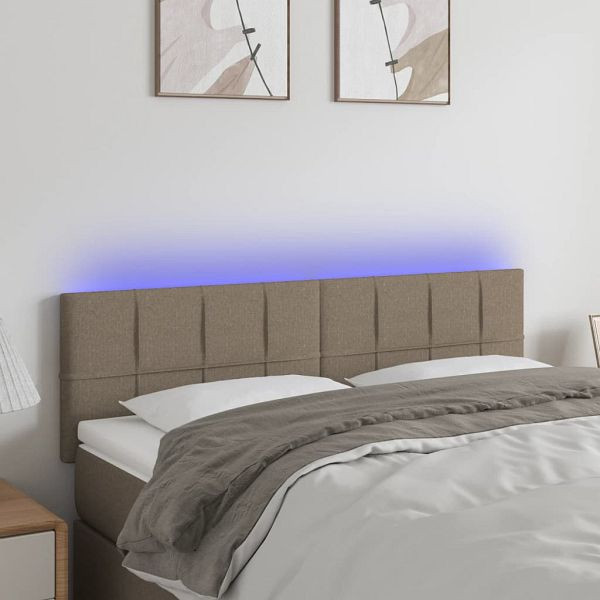vidaXL LED Kopfteil Taupe 144x5x78/88 cm Stoff, 3121614