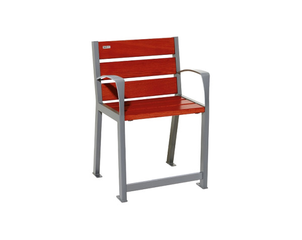 Procity Stuhl Silaos Für Senioren 6 Holzlatten, Mit Armlehne, Holz & Stahl, Mahagoni/Procity Grau, 209620.GPRO.ACAJ