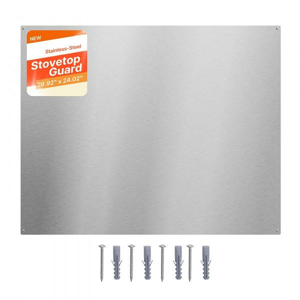 VEVOR Küchenrückwand 76 x 61 cm, Edelstahl, mit vorgebohrten Löchern, Spritzschutz für Herd und Dunstabzug, Silber, YYJDBDB1JZBXV9J2G001V0