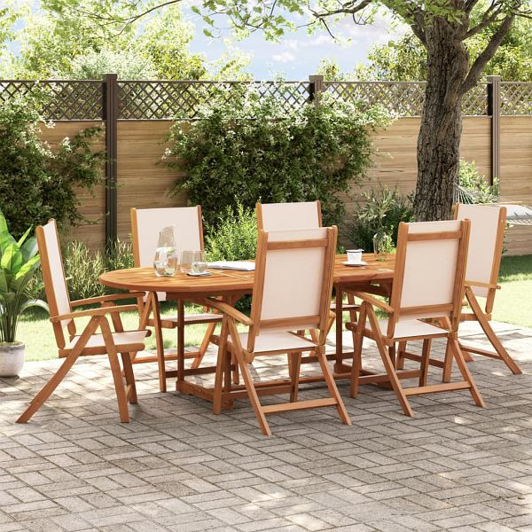 vidaXL Gartenstühle 6 Stück Klappbar Massivholz Akazie und Textilene, 3279236