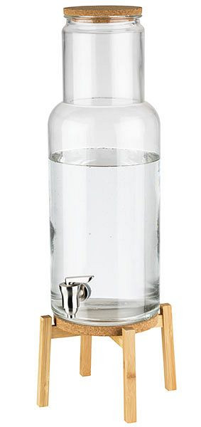 APS Getränkespender -NORDIC WOOD-, 23 x 23 cm, Höhe: 60,5 cm, Behälter aus Glas, Zapfhahn aus Edelstahl, Deckel aus Kork, 10435