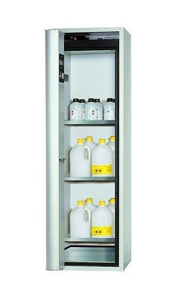 asecos Sicherheitsschrank S-PHOENIX Vol.2-90, S90.196.060.FDAC in lichtgrau RAL 7035 mit 3x Fachboden (Edelstahl), 30235-001-30260