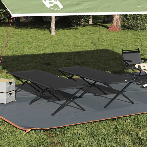 vidaXL Klapp Schlafbett fürs Camping 2 Stück Schwarz Oxford Stoff, 42003193