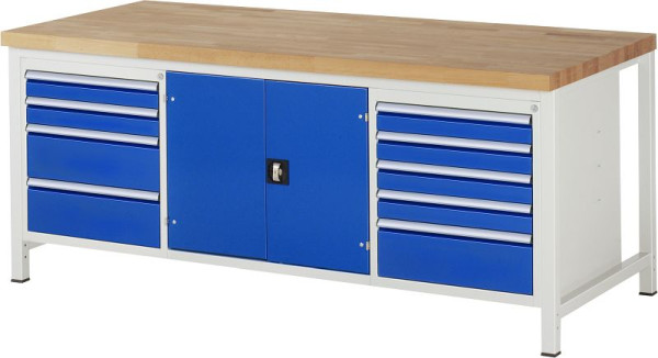 RAU Werkbank Serie 8000 - Modell 8908, B2000 x T900 x H840-1040 mm, 13-8908A2-209B4H.11