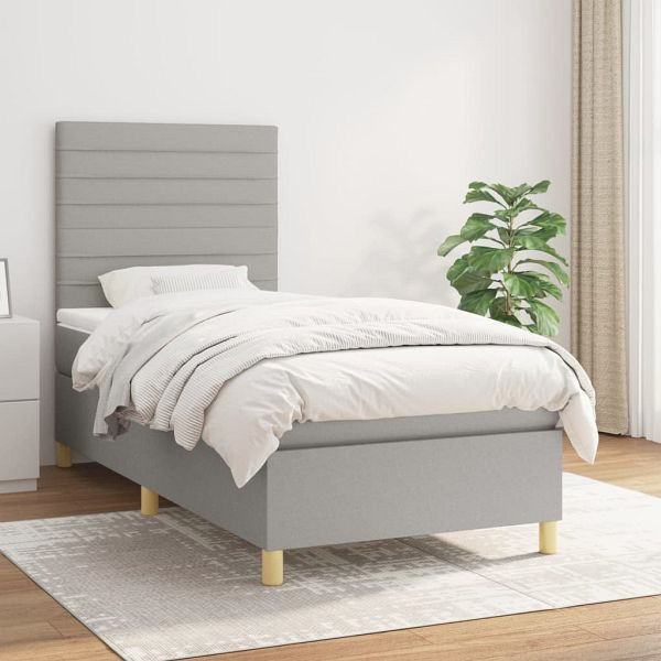 vidaXL Boxspringbett mit Matratze Hellgrau 80x200 cm Stoff, 3142369
