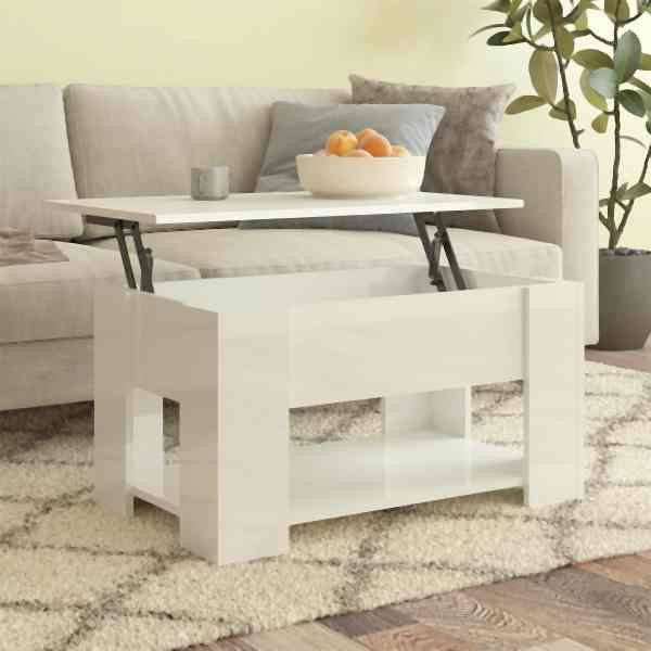 vidaXL Couchtisch Hochglanz-Weiß 79x49x41 cm Holzwerkstoff, 809716