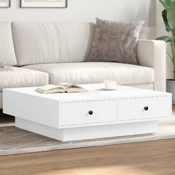 vidaXL Couchtisch Weiß 90x90x28 cm Holzwerkstoff, 848087