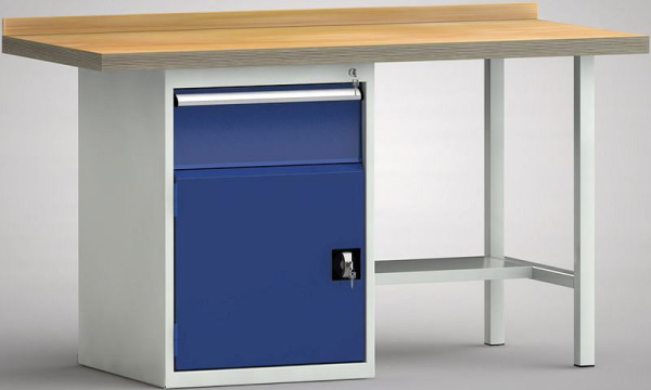 KLW Standard-Werkbank - 1500 x 700 x 840 mm L x T x H, links 200EA/Türe 500 mm, WS184N-1500M40-E7021