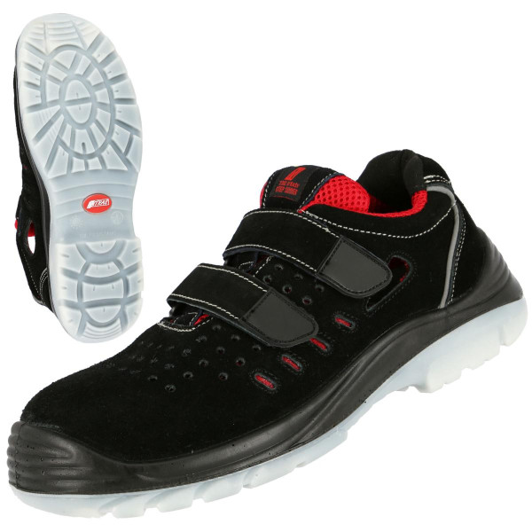 NITRAS EASY STEP SA, S1P Sicherheitssandalen, widerstandsfähiges Veloursleder, schwarz, Größe: 38, VE: 10 Paar, 7312-38