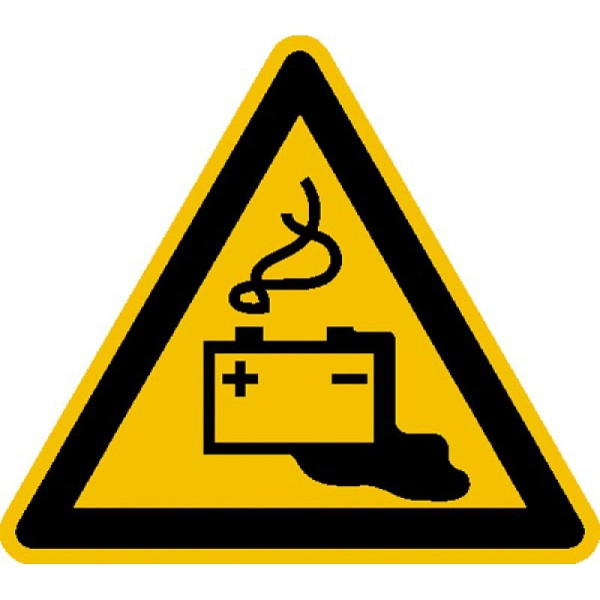 Stein HGS Elektrokennzeichnung/Warnschild, Warnung vor Gefahren durch das Aufladen von Batterien, 200 mm / Folie, selbstklebend, 21.0250