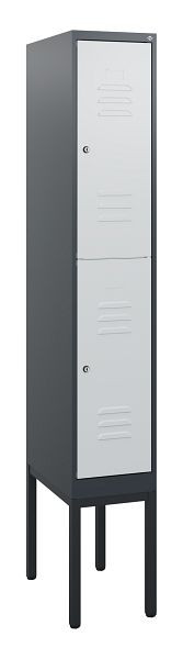 C+P Doppelstöckiger Spind Classic PLUS, Gestell, 1950x300x500mm, 7016/7035, Zylinderschlösser, 0803305-10 S10043