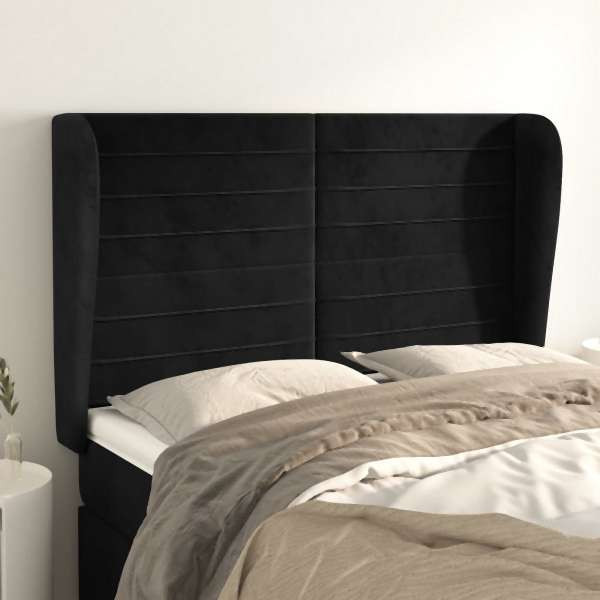 vidaXL Kopfteil mit Ohren Schwarz 147x23x118/128 cm Samt, 3118146
