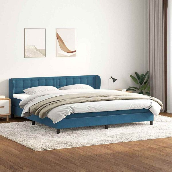 vidaXL Boxspringbett mit Matratzen Dunkelblau 180x210 cm Samt, 3317875