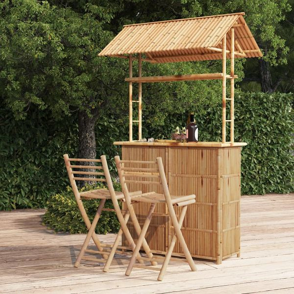 vidaXL 3-teilig Bar-Set Bambus, 341741