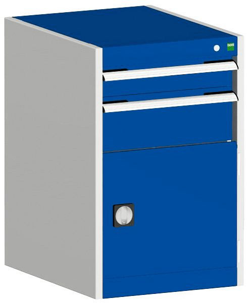 bott cubio Schubladenschrank bestückt mit 2 Schubladen, Tür BxTxH: 525 x 650 x 800 mm, RAL 7035/5010, 40018031.11V