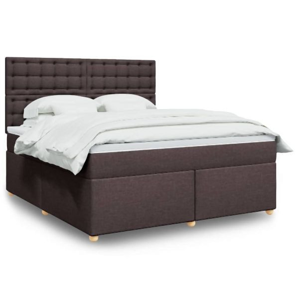 vidaXL Boxspringbett mit Matratze Dunkelbraun 180x200 cm Stoff, 3291376