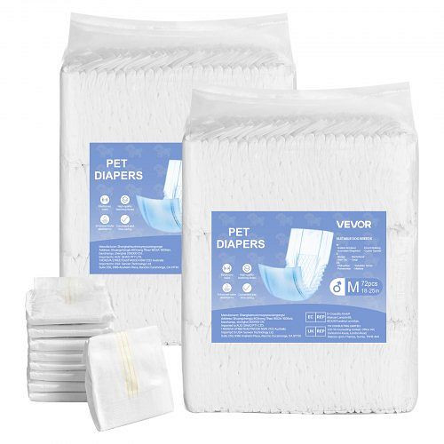 VEVOR Hundewindeln, 45,72–63,5 cm, Einweg, auslaufsichere Rüdenwindeln mit Nässeindikator, M,VE: 2x72 Stück, CWNBFDGG144PEEZXG001V0