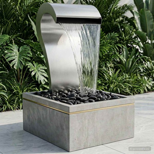vidaXL Garten Wasserfall Edelstahl 304 54,5 x 34 x 83 cm Silber, 42040591