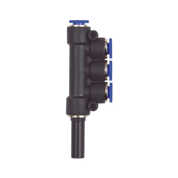 Riegler T-Mehrfachverteiler 3fach, Stecknippel 10 mm »Blaue Serie«Schlauch-Ø 4x6, 135802