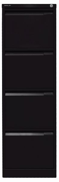 Bisley Hängeregistraturschrank, einbahnig 4 HR-Schubladen, schwarz, 3643633