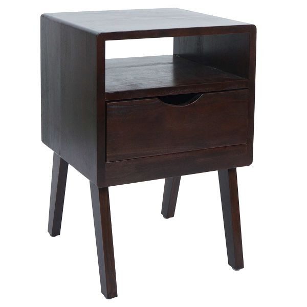 Mendler Nachttisch HWC-P16, Kommode Beistelltisch Nachtschrank Schrank, Schublade Fach 64x42x40cm, dunkelbraun, 134340