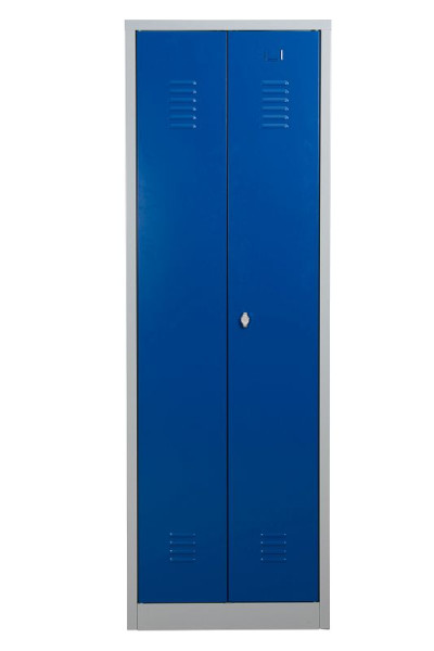 Gürkan Putzmittelschrank, 50 x 60 x 180 cm, Lichtgrau, Verkehrsweiß, Vorhangschloss, links 4 Fächer, CLC/HD.1860, 110407