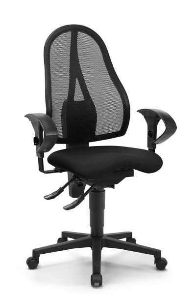 Deskin Bürostuhl SITNESS 40 NET mit Armlehnen, Fußkreuz Polyamid schwarz, Bezug Stoff Basic G, Farbe schwarz, 357726